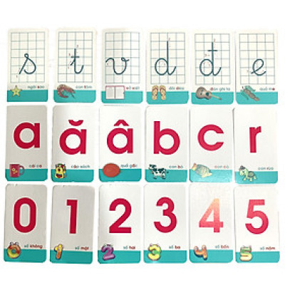 Bộ 42 Thẻ Học Nhận Biết Chữ Cái Và Số Đếm Cho Bé 