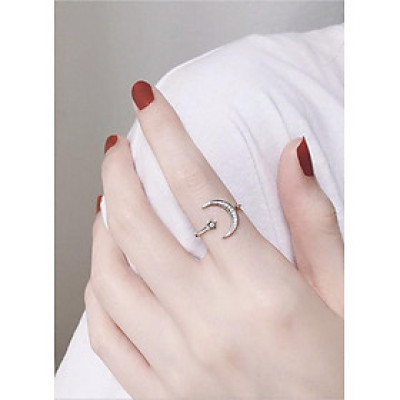 Nhẫn mặt trăng đá - tone bạc s925 - nhẫn thời trang Hàn Quốc.