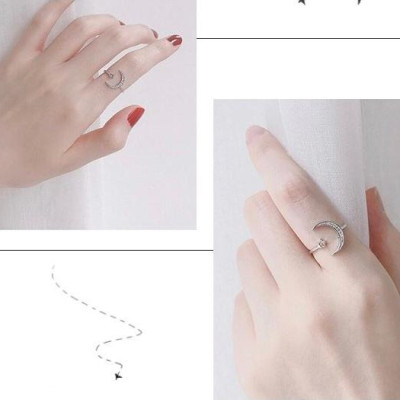 Nhẫn mặt trăng đá - tone bạc s925 - nhẫn thời trang Hàn Quốc.