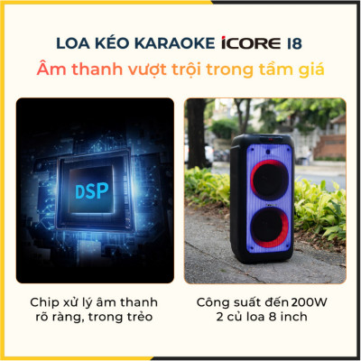 Bộ Loa Mic Karaoke Bluetooth iCore i8 - Hàng chính hãng