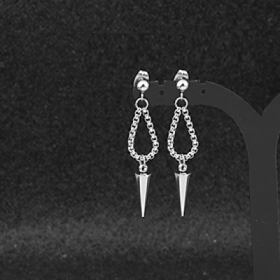 Bông tai phong cách idol Hàn Quốc mắt xích lớn mix chóp nhọn 