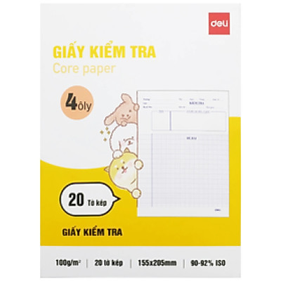 Giấy Kiểm Tra 4 Ôly 205*155 2 Màu Cn604(5T/X) (0639-Deli) - 20 Tờ Kép