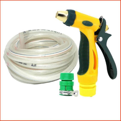 Bộ dây vòi xịt nước rửa xe,tưới cây tăng áp 3 lần 7-10M( nối nhựa xanh) 206317