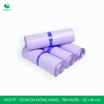 MT21TP - 32x45 cm  - Túi nilon gói hàng - 100 túi niêm phong đóng hàng màu tím pastel