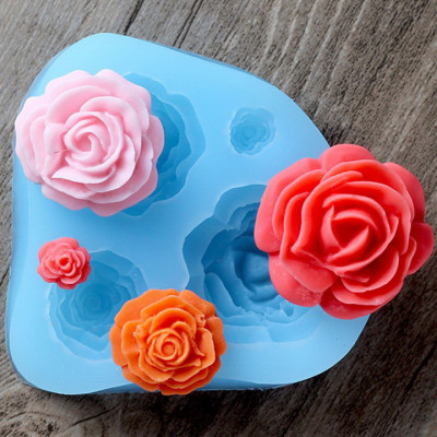 Khuôn silicon làm bánh, rau câu, socola 4 hoa hồng – Mã số 1045