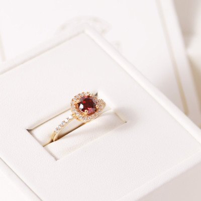 Nhẫn bạc đẹp cho nữ đính đá Cz đỏ cao cấp tphcm Gix Jewel N14