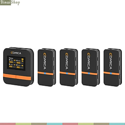 Comica Vimo Q - Bộ 4 Micro Cài Áo Không Dây 2.4GHz Cho Máy Ảnh, Điện Thoại, Sử Dụng 8 Giờ, Phạm Vi 200m - Hàng chính hãng