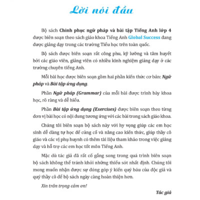 Sách - GLOBAL SUCCESS - Chinh phục ngữ pháp và bài tập tiếng anh lớp 4 tập 1 (có đáp án)