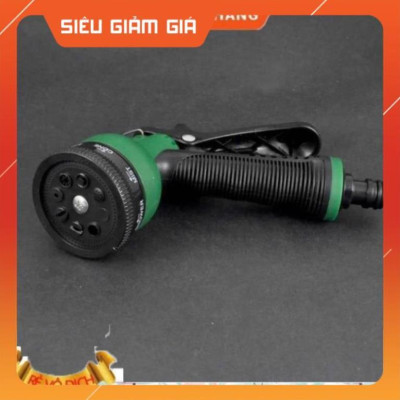Vòi xịt rửa xe,Vòi phun nước tưới cây tăng áp thông minh 8 chế độ 815621 (cút vàng,nối đen - dây xanh)
