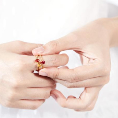 Nhẫn bạc cho nữ đai xoắn đá đỏ đẹp Gix Jewel N15