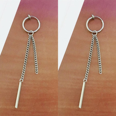 Bông tai nam nữ thiết kế chân thanh dọc chất lừ