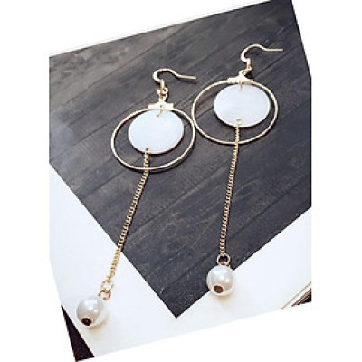 Khuyên tai dáng dài hình tròn đính hạt BT105