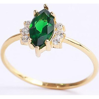 Nhẫn bạc nữ đẹp đính đá Cz xanh hạt dưa Gix Jewel N01