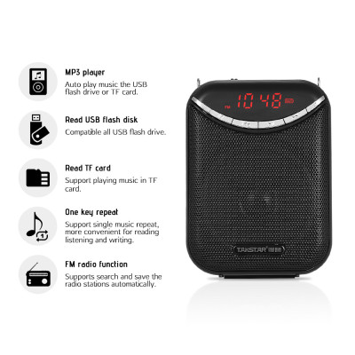 ROGTZ - Máy trợ giảng không dây và có dây E190M Chống ồn chủ động Kết nối micro wireless 5 chức năng tiện ích Pin Lithium dung lượng lớn 18500mAh 8-12h Độ bền cao Hỗ trợ thẻ nhớ gắn ngoài 128Gb Nguồn 5V 750mA Giảng viên MC Diễn giả Hàng Chính Hãng