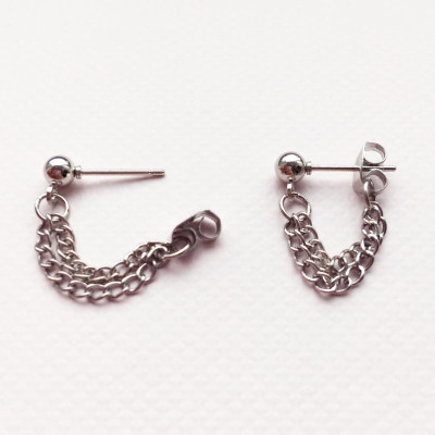 Bông tai unisex xích ngắn xu hướng thời trang Âu Mỹ đơn giản mạnh mẽ