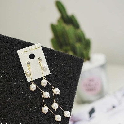 Bông tai nữ ngọc trai ziczac 