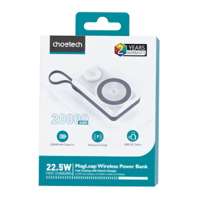 Pin dự phòng Magnetic 3in1 Choetech B696 công suất 22.5W dung lượng 20000mAh - Hàng chính hãng