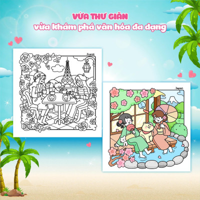 Sách - Girl Holiday - Traveling Diary Coloring Book