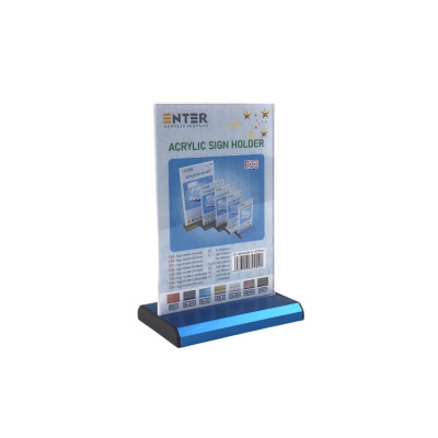 Kệ menu nhà hàng, Standee mica để bàn, Bảng quét mã QR Code, Kệ mica 2 mặt Enter E33 100x150mm đế nhôm A6