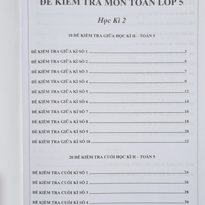 Sách - Đề kiểm tra Toán 5 học kì II