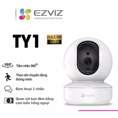 Camera Wifi Ezviz TY1 2.0Mp Full HD (Không thẻ nhớ) Âm thanh 2 chiều Quan sát ngày đêm - Hàng chính hãng 