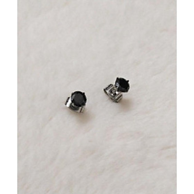 Bông tai một hạt đá màu đen 5mm