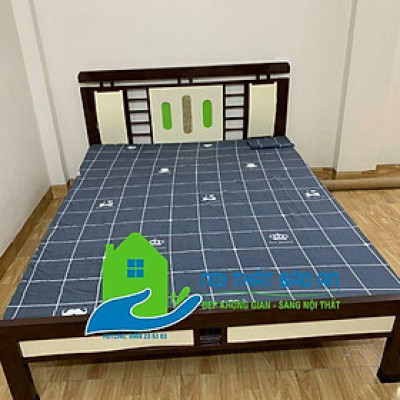 Giường sắt hộp kiểu gỗ  1m4