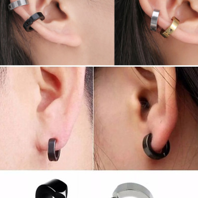 Cặp Bông tai kẹp inox tròn không đen BHBT270