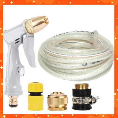 Bộ dây vòi xịt nước tưới cây rửa xe,tăng áp 3 lần, loại 15m (cút nhựa nối đồng nhựa) 206846