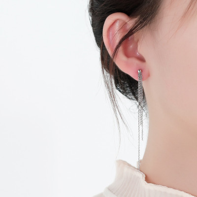 Bông tai xích tua rua thiết kế tinh xảo không han gỉ không kích ứng