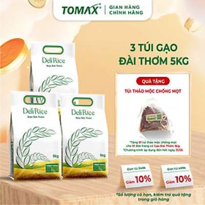 Combo 3 túi 5kg Gạo Đài Thơm TOMAX - tơi xốp, dẻo cơm, thơm dịu