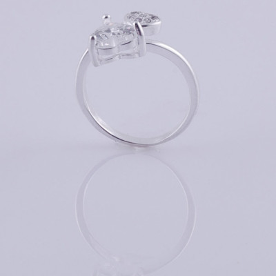 Nhẫn bạc nữ S925 Italia Bạc Xinh Huệ Ngân Trái tim đôi YYJZ046