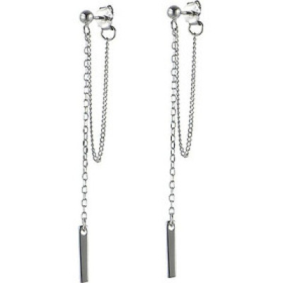 Bông tai chữ N xỏ lỗ đinh chân thanh titan dẹt