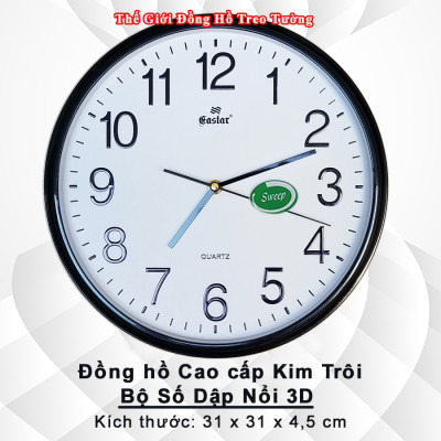 Đồng Hồ Treo Tường Cao Cấp KIM TRÔI EASTAR – Số Nổi 3D – Tặng Pin MAXELL – BH 1 Năm