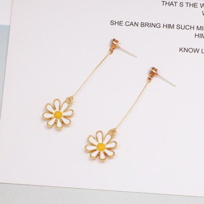 Bông tai nữ hoa cúc họa mi dáng dài dễ thương