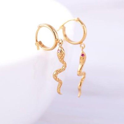 Bông tai bạc mạ vàng con rắn thiết kế độc quyền tinh xảo Gix Jewel BT08