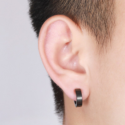 Bông Tai Nam Khoen Tròn Loại Kẹp Ko Cần Bấm Lỗ Tai Chất Liệu Thép Titan Ko Rỉ Ko Dị Ứng TT 0851 - 1 Cặp