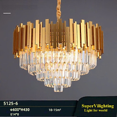 Đèn thả trang trí pha lê mạ vàng SuperVilighting THAVANG-DAI phòng khách bàn ăn đèn quán cafe E14