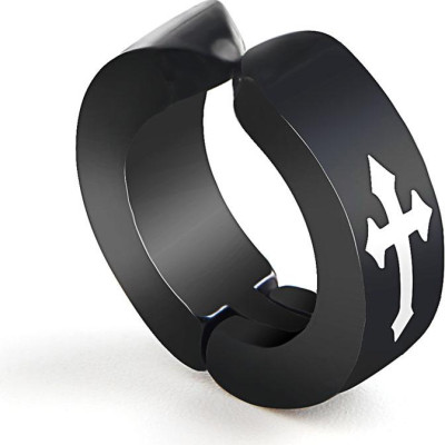 Bông tai titan kẹp vành dày khắc hoạ tiết CT 1 đôi