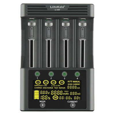Bộ sạc đa năng Liitokala Lii-600 Test Pin Ni-MH Li-ion 18650 3.7V 18350 18500 21700 26650 AA AAA