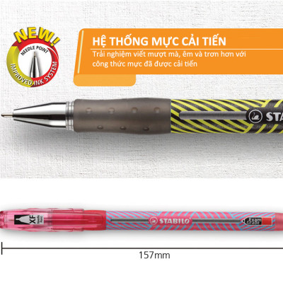 Hộp 10 bút bi STABILO Exam Grade 587NF 0.7mm (BP587NF/10) - Đen