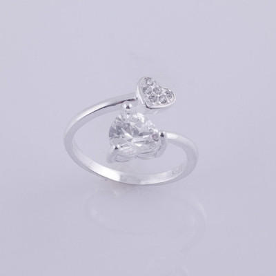 Nhẫn bạc nữ S925 Italia Bạc Xinh Huệ Ngân Trái tim đôi YYJZ046