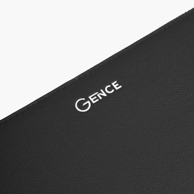 Clutch, Ví Cầm Tay Gence Thời Trang Nam Da Bò Taiga Cao Cấp HT21 Đen - 2 Khóa