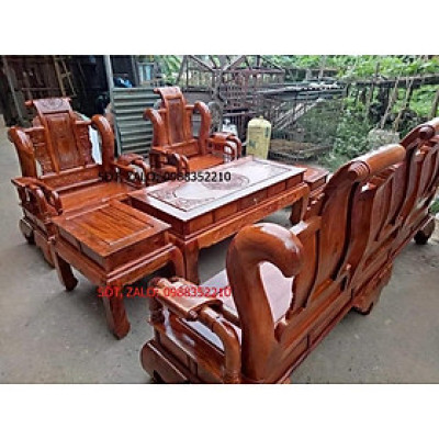 bộ bàn ghế phòng khách tần thủy hoàng gỗ gõ tay 12 bàn đục
