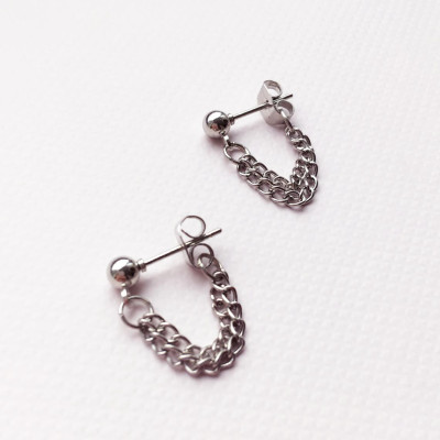 Bông tai unisex xích ngắn xu hướng thời trang Âu Mỹ đơn giản mạnh mẽ