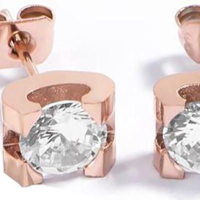 Bông tai Titan đính đá BT243 - Màu Đồng (2 chiếc)