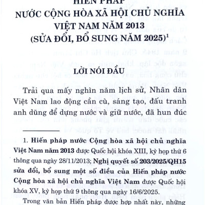 Sách - Hiến Pháp Nước Cộng Hòa Xã Hội Chủ Nghĩa Việt Nam Năm 2013 (Sửa Đổi, Bổ Sung Năm 2025)