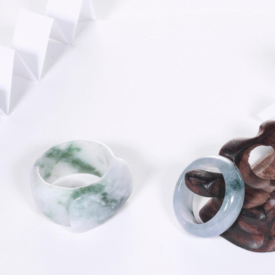 Cặp nhẫn nam nữ đá cẩm thạch phỉ thúy mệnh hỏa, mộc - Ngọc Quý Gemstones