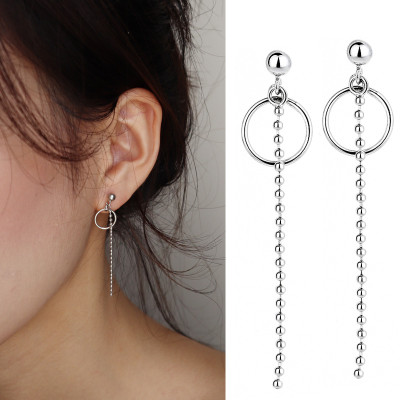 Bông tai vòng tròn xích hạt 1 đôi unisex cool ngầu hết nấc