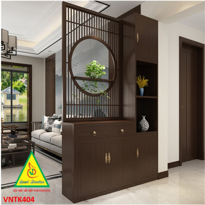 Vách ngăn phòng khách, vách ngăn tủ kệ bằng gỗm bình phong tranh VNTK404 - NỘI THẤT LẮP RÁP VIENDONGADV